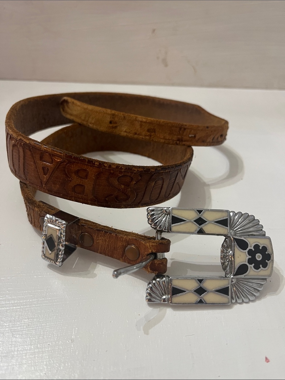 Frontier Belt Buckle Leather Belt